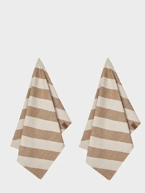 Recycled Cotton Tea Towel - 2 pack - Beige Candy