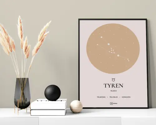 Tyren Stjernetegn Plakat Guld 70×100 cm (B1)