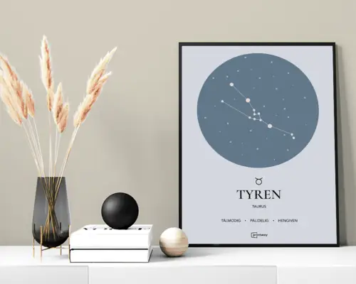 Tyren Stjernetegn Plakat Havblå 70×100 cm (B1)