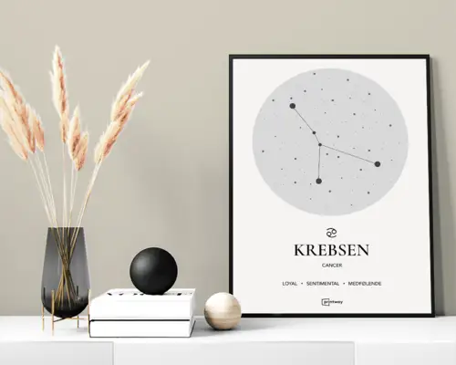 Krebsen Stjernetegn Plakat Hvid 70×100 cm (B1)