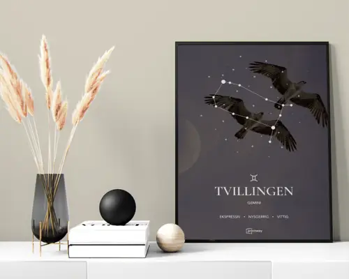 Tvillingen Stjernetegn Plakat Motiv 60×84 cm (A1)