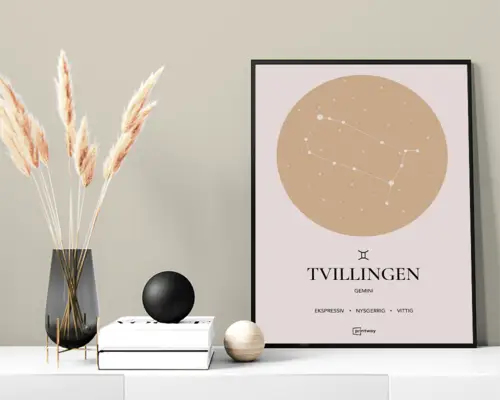 Tvillingen Stjernetegn Plakat Guld 70×100 cm (B1)