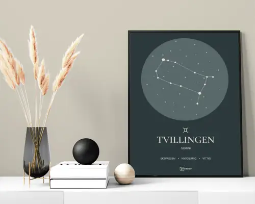 Tvillingen Stjernetegn Plakat Skovgrøn 70×100 cm (B1)