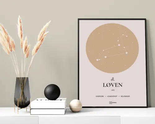 Løven Stjernetegn Plakat Guld 60×84 cm (A1)