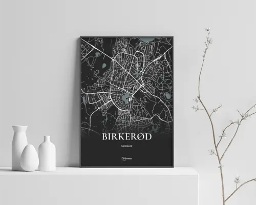 Birkerød Plakaten Fuldt kort Sort 21×30 cm (A4)