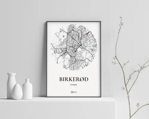 Birkerød Plakaten Rundt kort Hvid 21×30 cm (A4)