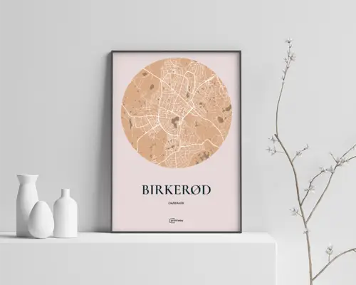 Birkerød Plakaten Rundt kort Guld 21×30 cm (A4)