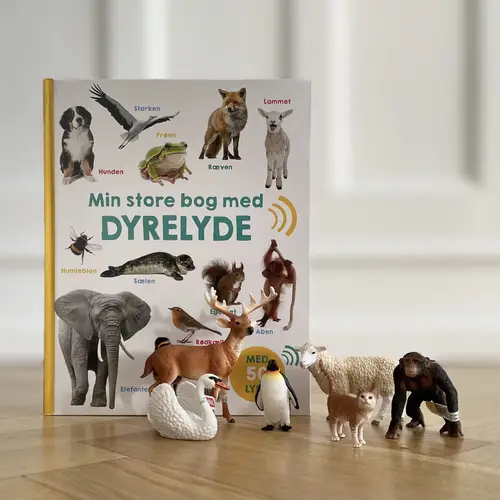 6 Schleich dyr + Billedbog med lyd