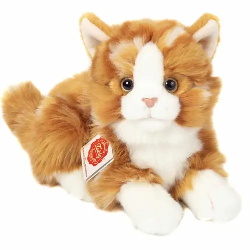 Teddy Hermann - Liggende kat rødstribet 20 cm