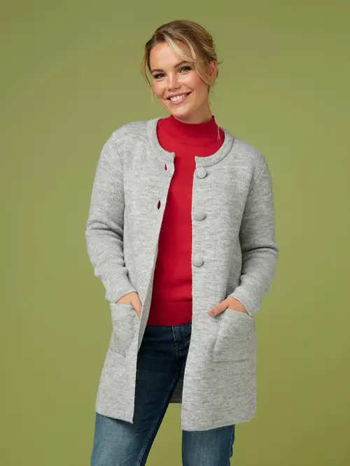 Skovhuus Kvinde Strik Cardigan Stone Grey L