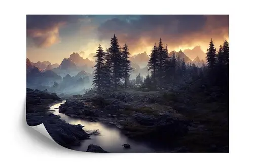 Fototapet - Breathtaking nature mountain landscape  3D