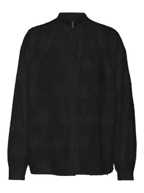 Vmfiline l/s emb midi shirt wvn exp Black