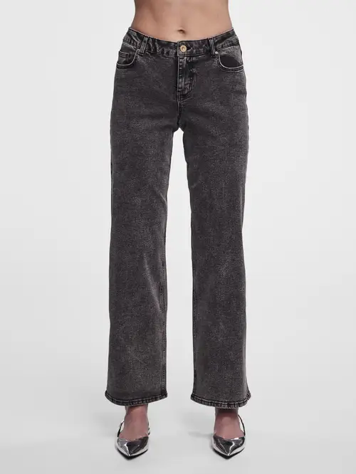 Pcjessie mw wide jeans d2d Grå denim