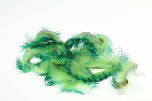 Tiger Barred Rabbit Strips - Mahi Green/Black over Chartreuse