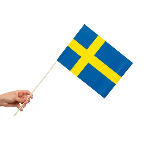 Papirsflag på pind 10 stk. Sverige