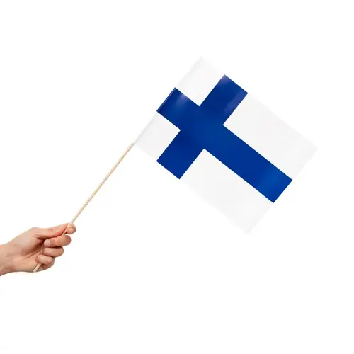 Papirsflag på pind 10 stk. Finland