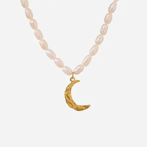 Callisto Hamret Moon Ferskvandsperle Halskæde 18K Guldbelagt | Callisto Jewellery | Halskæder |  Kvinder