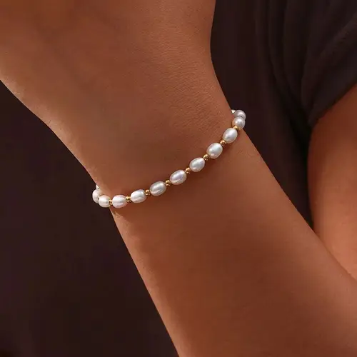 Beaded Freshwater Pearl Armbånd 18K Guldbelagt | Callisto Jewellery | Armbånd |  Kvinder