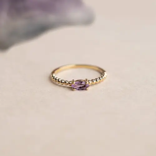 INGEBORG AMETHYST SOLID GOLD RING - Ring - Sisi Copenhagen