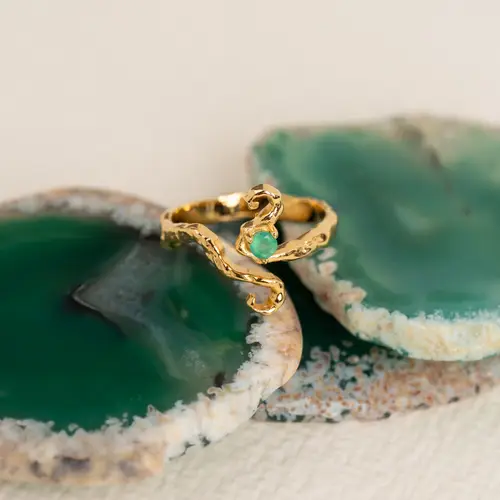 AURELIA GREEN AGATE GOLDEN RING - Ring - Sisi Copenhagen