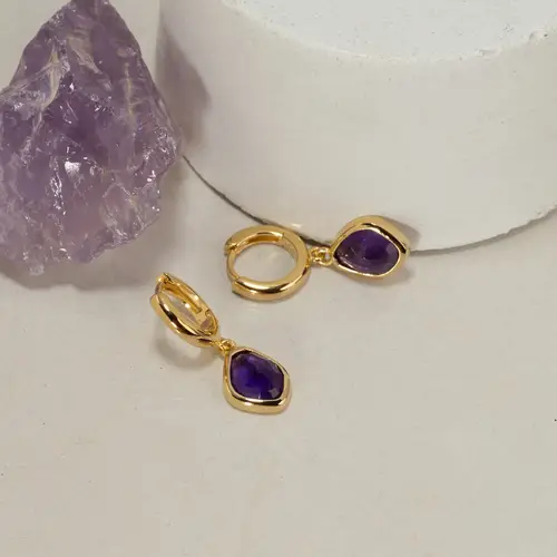 ATHENA PURPLE AMETHYST GOLDEN EARRING - Øreringe - Sisi Copenhagen