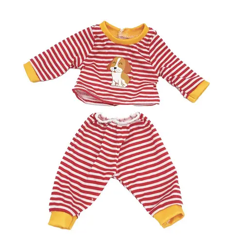 Dukketøj - 42-46 cm - Rødstribet pyjamas - Fra 3 år.