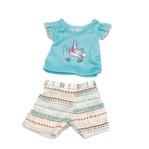 Dukketøj - 38-41 cm - T-shirt & shorts - Fra 3 år.