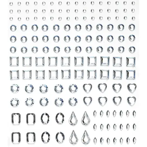 Rhinestone stickers forme krystal – 304 forskelligt formede perlestickers. L 2-12 mm