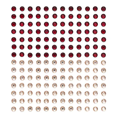 Rhinestone stickers – 336 runde, facetterede stickers i rød og rosa. Ø6 mm