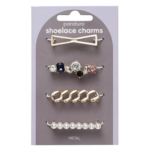 Shoelace charms – 4 skønne, gyldne skodekorationer med stil & bling