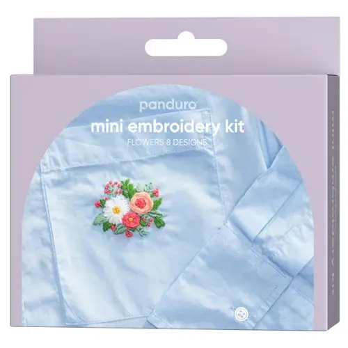 Mini broderikit blomster – alt til at brodere 8 forskellige blomster på dit tøj