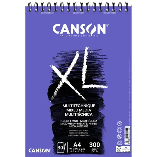 Canson XL Mix-Media blok A4 210×297 mm, 30 ark, 300 g/m²