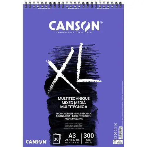 Canson XL Mix-Media blok A3 297×420 mm, 30 ark, 300 g/m²