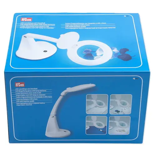 Prym bordlampe med forstørrelse & LED-belysning til detaljearbejde, Ø9,5 cm, ×2 linse/×4 lup