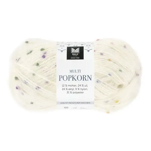 Dale Multi Popkorn fra House of Yarn, 50 g hvid – alsidigt effektgarn