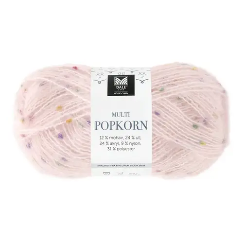 Dale Multi Popkorn fra House of Yarn, 50 g lys rosa – alsidigt effektgarn