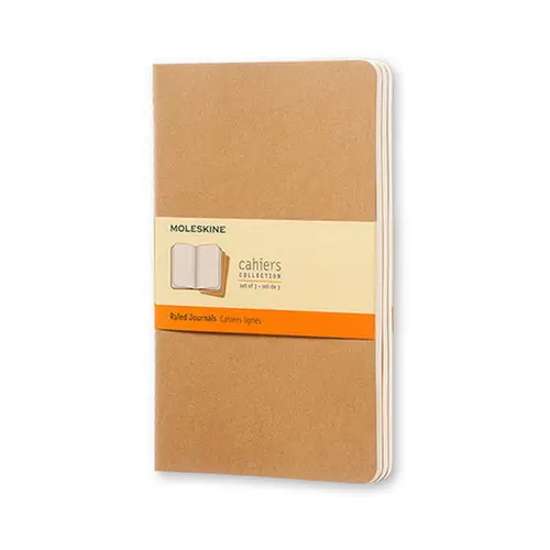 3-pak Moleskine Cahier Journal Large (13×21 cm), kraftpapir – 3×80 linjerede sider