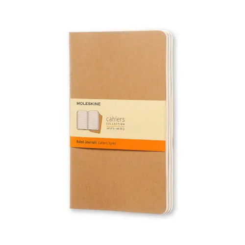 3-pak Moleskine Cahier Journal Large (13×21 cm), kraftpapir – 3×80 ulinjerede sider