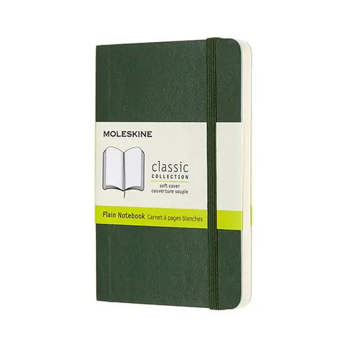 Moleskine Classic Notebook Pocket (9x14 cm), grønt, blødt omslag – 192 ulinjerede sider