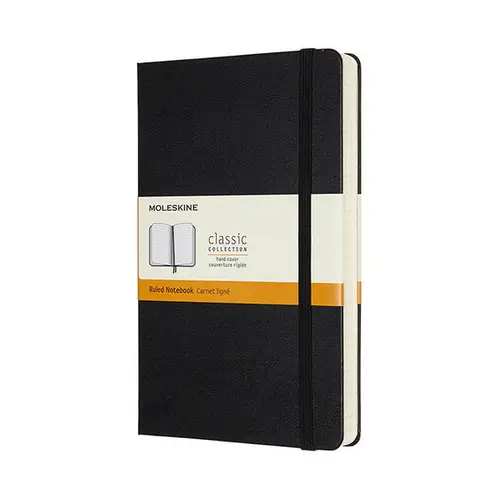 Moleskine Classic Notebook Expanded Large (13×21 cm), sort, hårdt omslag – 400 linjerede sider