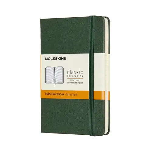 Moleskine Classic Notebook Pocket (9x14 cm), grønt, hårdt omslag – 192 linjerede sider