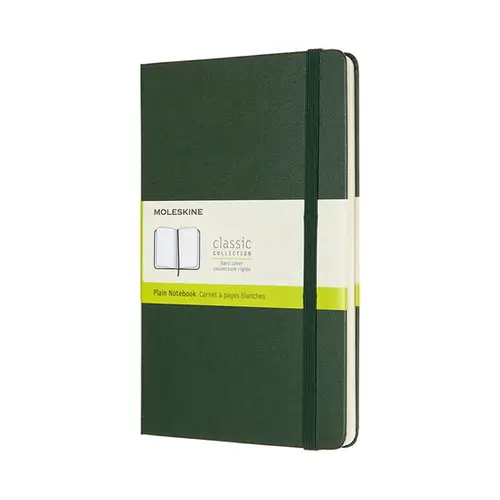 Moleskine Classic Notebook Large (13×21 cm), grønt, hårdt omslag – 240 ulinjerede sider