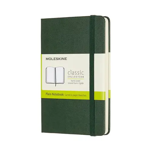 Moleskine Classic Notebook Pocket (9x14 cm), grønt, hårdt omslag – 192 ulinjerede sider