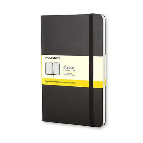 Moleskine Classic Notebook Large (13×21 cm), sort, hårdt omslag – 240 ternede sider