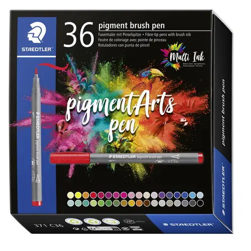 Staedtler Pigment Arts Pen Multi Ink - 36 penne i en bred palet