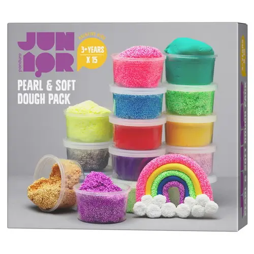 Pearl & Soft Dough Pack – 15 farvestrålende ler à 28 gram