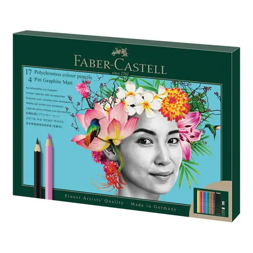 Faber-Castell Polychromos & Pitt Graphite Set, 17 farveblyanter + 4 grafitblyanter