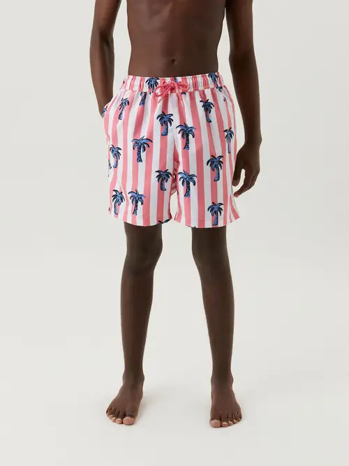 Björn Borg Kenny Badeshorts, Bb Palmstripe Sunkist Coral, 122-127