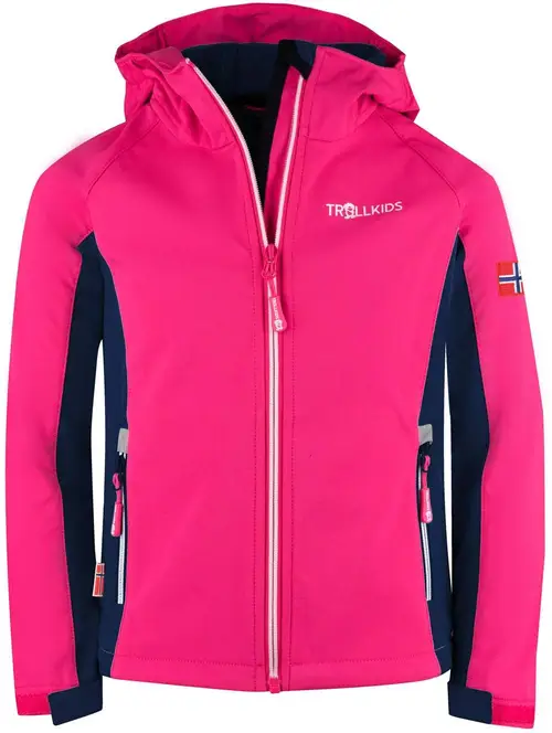 Trollkids Kristiansand Softshelljakke, Navy/Magenta, Str. 110