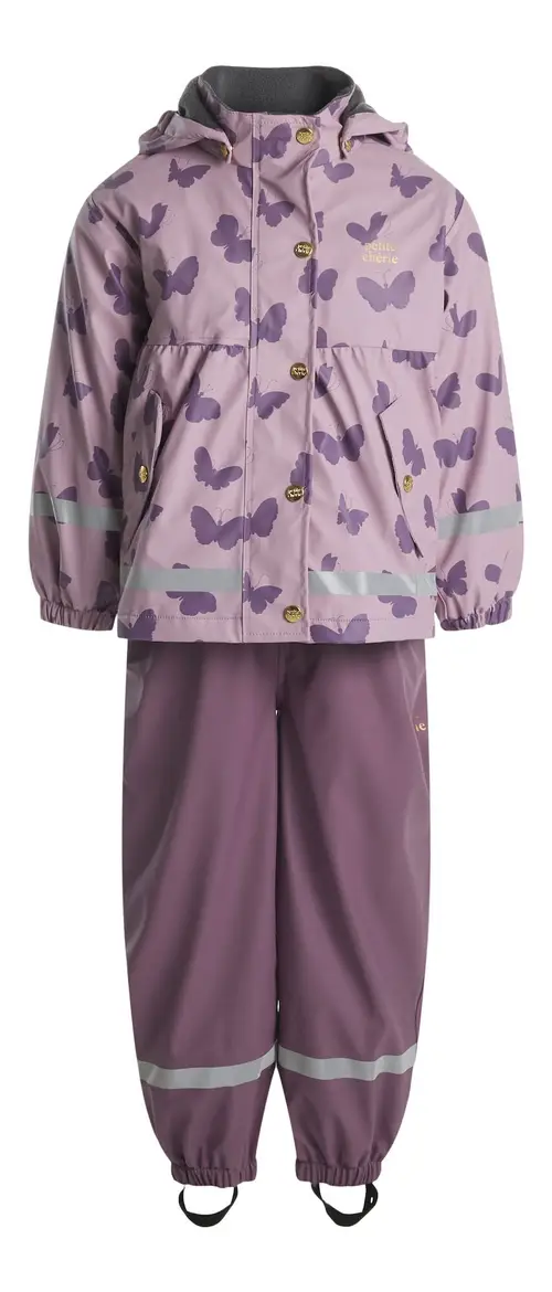 Petite Chérie Atelier Amira Foret Regnsæt, Butterfly Dawn Pink, 100, Regntøj børn